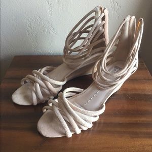 DV blush suede strappy wedge heels sandals